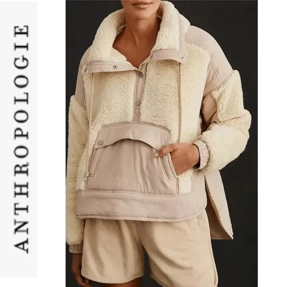 FINAL Last DAY Anthropologie Daily Practice Cream Long Sleeve Sherpa Jacket s - Picture 3 of 14